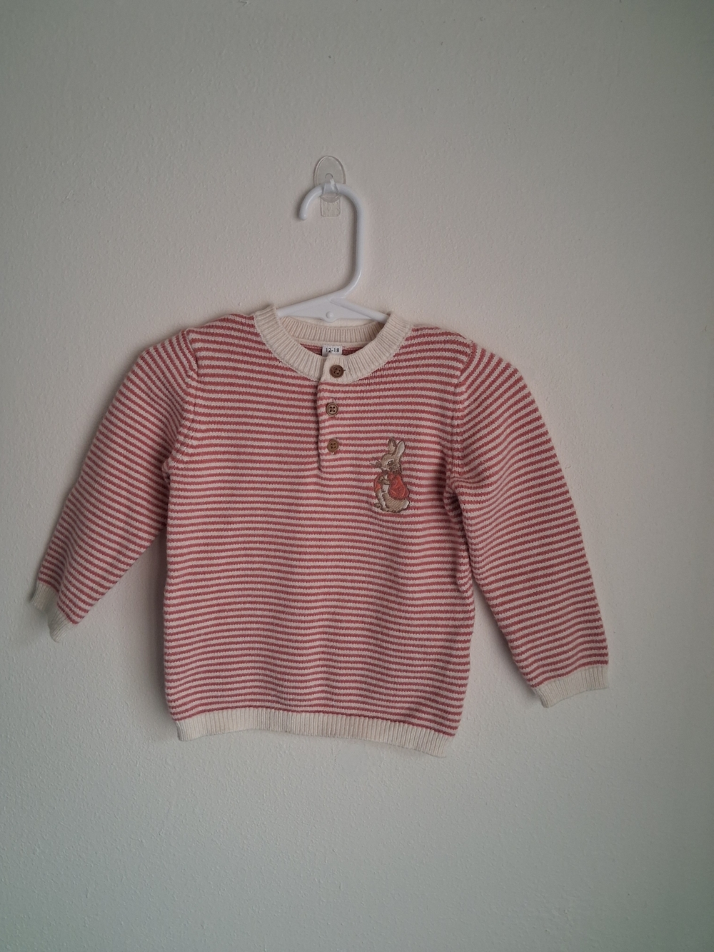 Peter Rabbit Mark & Spencer Pink Knit Embroided Sweater 12 Months